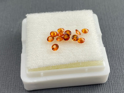 2.5mm Spessartine Garnet Round | Per Stone | Mandarin Orange - Gem Enthusiast