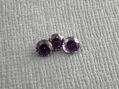 3.5 mm Purple Spinel Trio Faceted Round | Natural Gemstone | SL101 - Spinel - Gem Enthusiast