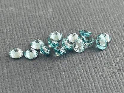 3mm Blue Zircon Faceted Round Gemstone | Brilliant Cut | Heat Treated - Gem Enthusiast