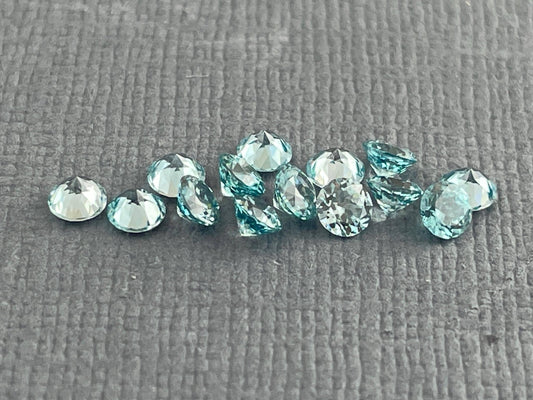 3mm Blue Zircon Faceted Round Gemstone | Brilliant Cut | Heat Treated - Gem Enthusiast