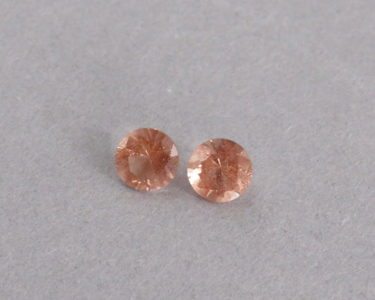 4.5mm Peach Oregon Sunstone Faceted Pair with Schiller, Sold per Pair OSF253 - Gem Enthusiast
