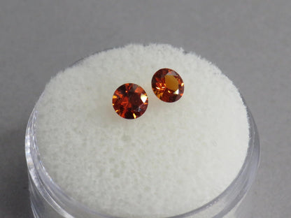 4.5mm Spessartine Garnet Round Pair | Mandarin Orange Spessartite | Tanzania | GS125 - Gem Enthusiast