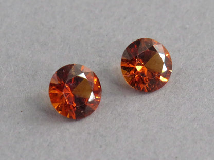 4.5mm Spessartine Garnet Round Pair | Mandarin Orange Spessartite | Tanzania | GS125 - Gem Enthusiast
