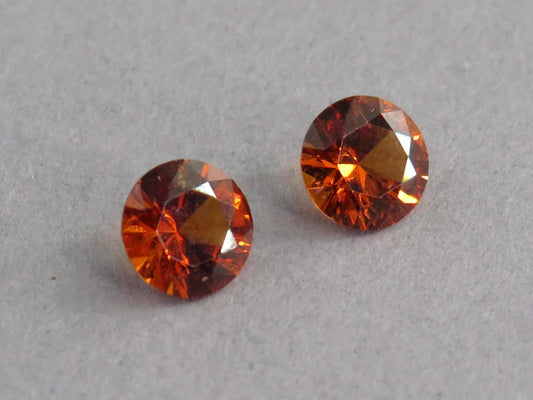 4.5mm Spessartine Garnet Round Pair | Mandarin Orange Spessartite | Tanzania | GS125 - Gem Enthusiast
