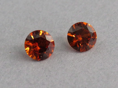 4.5mm Spessartine Garnet Round Pair | Mandarin Orange Spessartite | Tanzania | GS125 - Gem Enthusiast