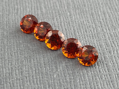4.5mm Spessartine Garnet Round | Per Stone | Mandarin Orange - Gem Enthusiast