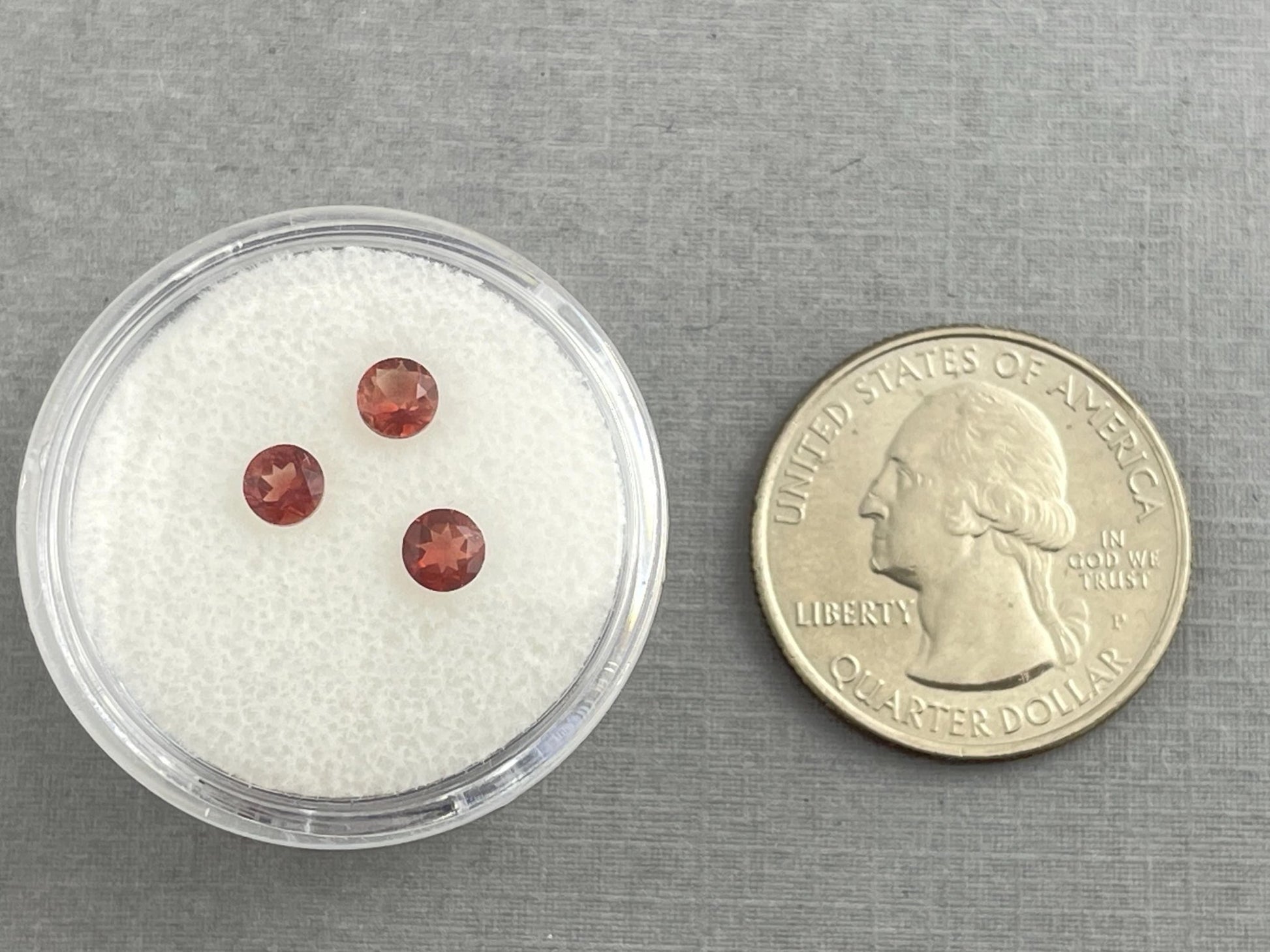 4mm Oregon Sunstone Lot | Red with Schiller and Zoning | Faceted Round Gemstones | OSF197 - Oregon Sunstone - Gem Enthusiast