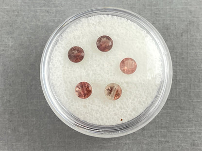 4mm Oregon Sunstone Lot | Red with Zoning and Striations | Faceted Round Gemstones | OSF220 - Oregon Sunstone - Gem Enthusiast