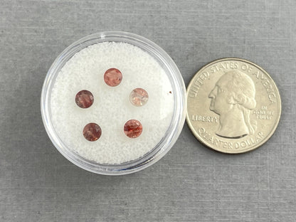 4mm Oregon Sunstone Lot | Red with Zoning and Striations | Faceted Round Gemstones | OSF220 - Oregon Sunstone - Gem Enthusiast