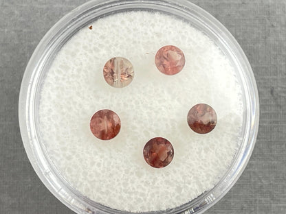 4mm Oregon Sunstone Lot | Red with Zoning and Striations | Faceted Round Gemstones | OSF220 - Oregon Sunstone - Gem Enthusiast