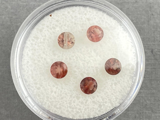 4mm Oregon Sunstone Lot | Red with Zoning and Striations | Faceted Round Gemstones | OSF220 - Oregon Sunstone - Gem Enthusiast