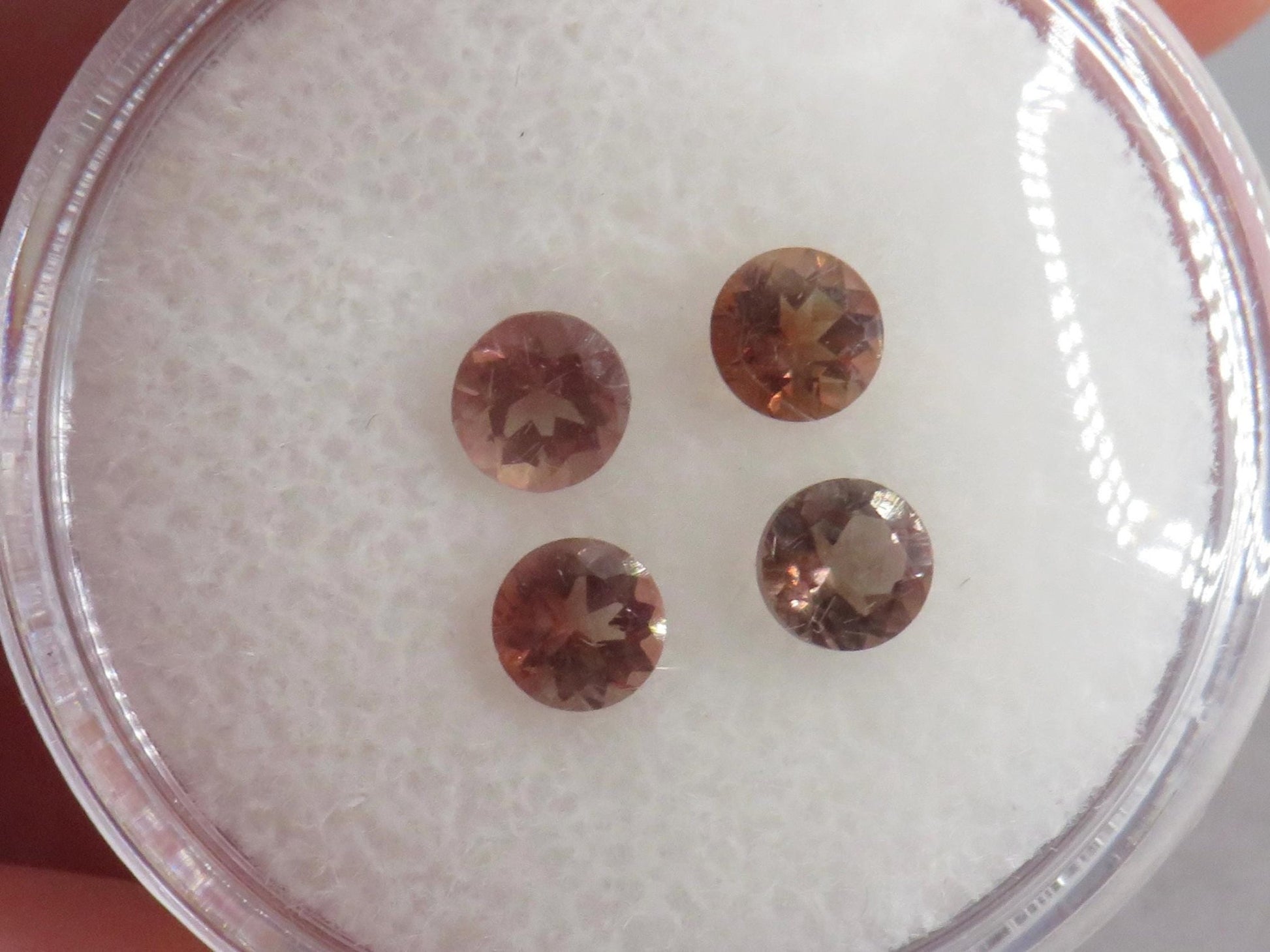 4mm Oregon Sunstone Lot | Red with Zoning and Striations | Faceted Round Gemstones | OSF248 - Gem Enthusiast