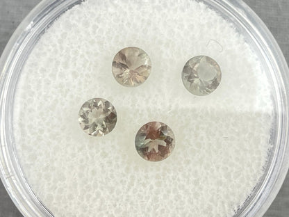 4mm Oregon Sunstone Round Lot | Soft Green Peach Bi - color | OSF201 - Oregon Sunstone - Gem Enthusiast