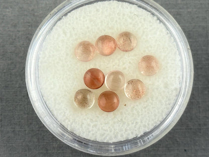 4mm Oregon Sunstones Round Cabochon Lot | 9 Stones | OSC305 - Oregon Sunstone - Gem Enthusiast