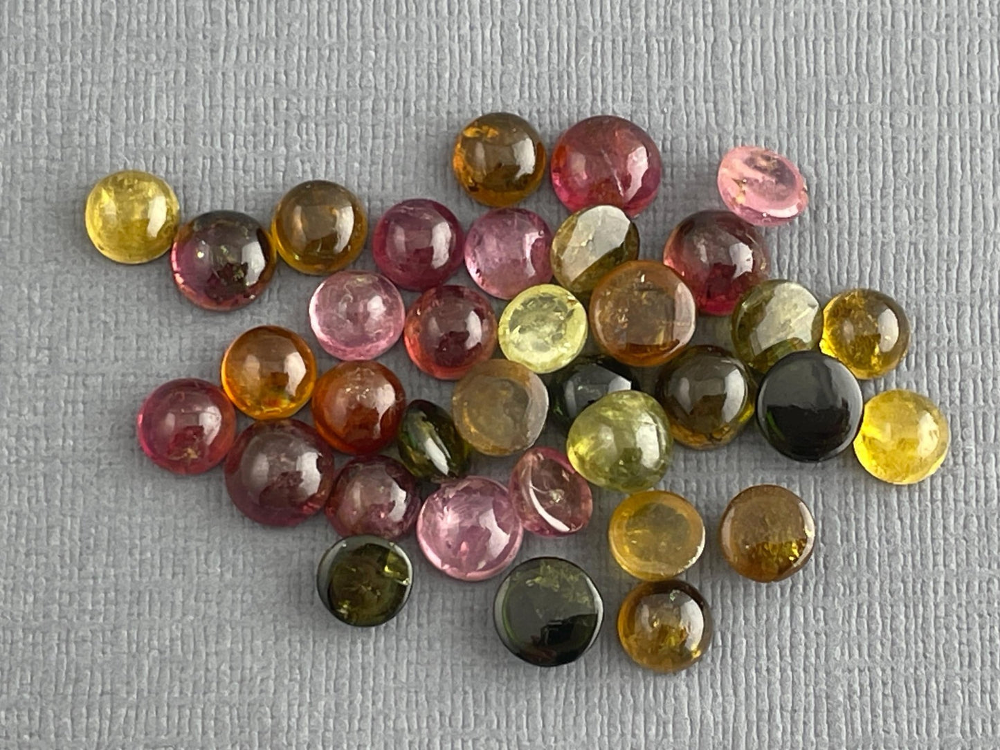 5 - 6mm Tourmaline Cabochons | Multi - Color | 41 carats | TO223 - Gem Enthusiast