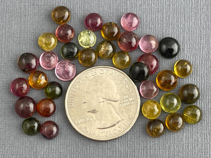 5 - 6mm Tourmaline Cabochons | Multi - Color | 41 carats | TO223 - Gem Enthusiast