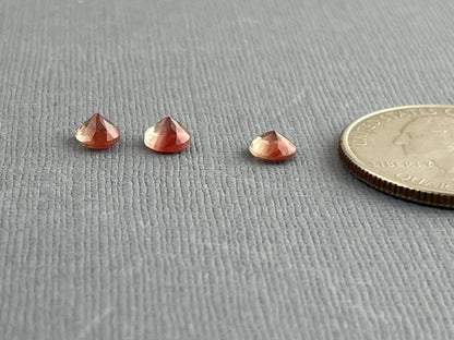 5mm Oregon Sunstone Lot | Red with Schiller and Zoning | Faceted Round Gemstones | OSF205 - Oregon Sunstone - Gem Enthusiast