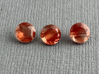 5mm Oregon Sunstone Lot | Red with Schiller and Zoning | Faceted Round Gemstones | OSF205 - Oregon Sunstone - Gem Enthusiast
