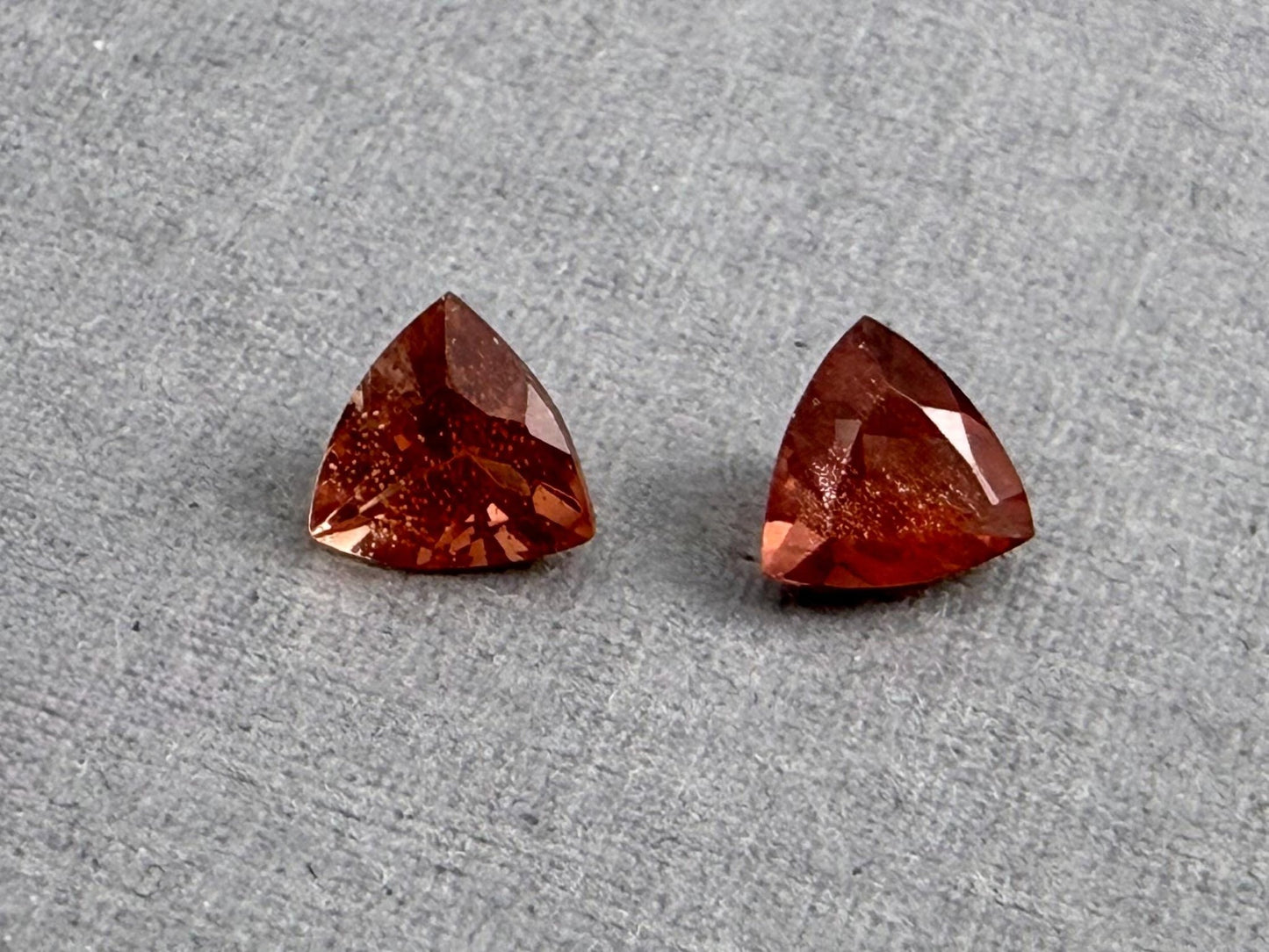 5mm Oregon Sunstone Pair | Ethically Sourced Gemstones | Triangle Shape | OSF229 - Gem Enthusiast