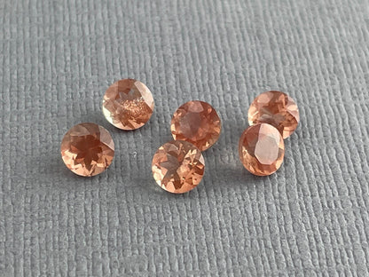 5mm Oregon Sunstones Faceted Round Gemstones | Medium, Light, Bi - color - Gem Enthusiast