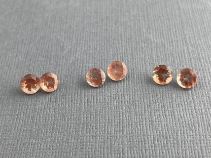5mm Oregon Sunstones Faceted Round Gemstones | Medium, Light, Bi - color - Gem Enthusiast
