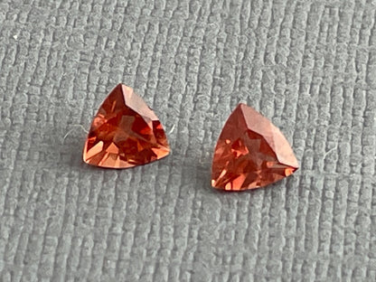 5mm Red Oregon Sunstone Trillion Gemstone Pair with Schiller | .69 carats | OSF172 - Oregon Sunstone - Gem Enthusiast