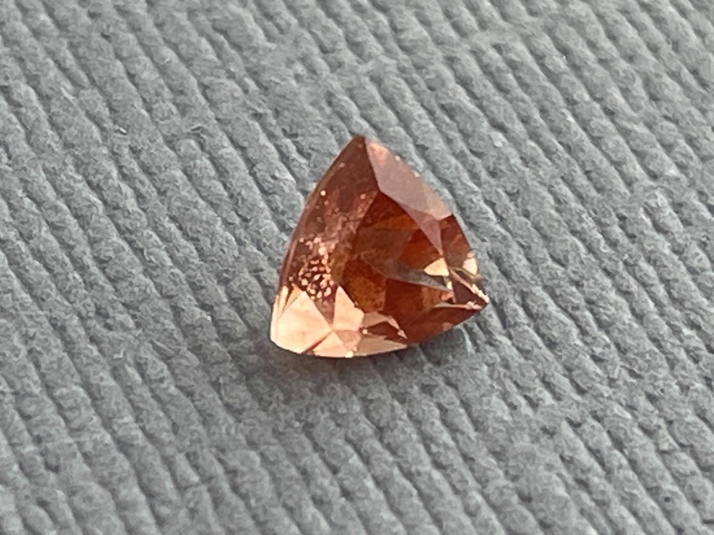 5mm Red Oregon Sunstone Trillion Gemstone with Schiller | .45 carats | OSF208 - Oregon Sunstone - Gem Enthusiast