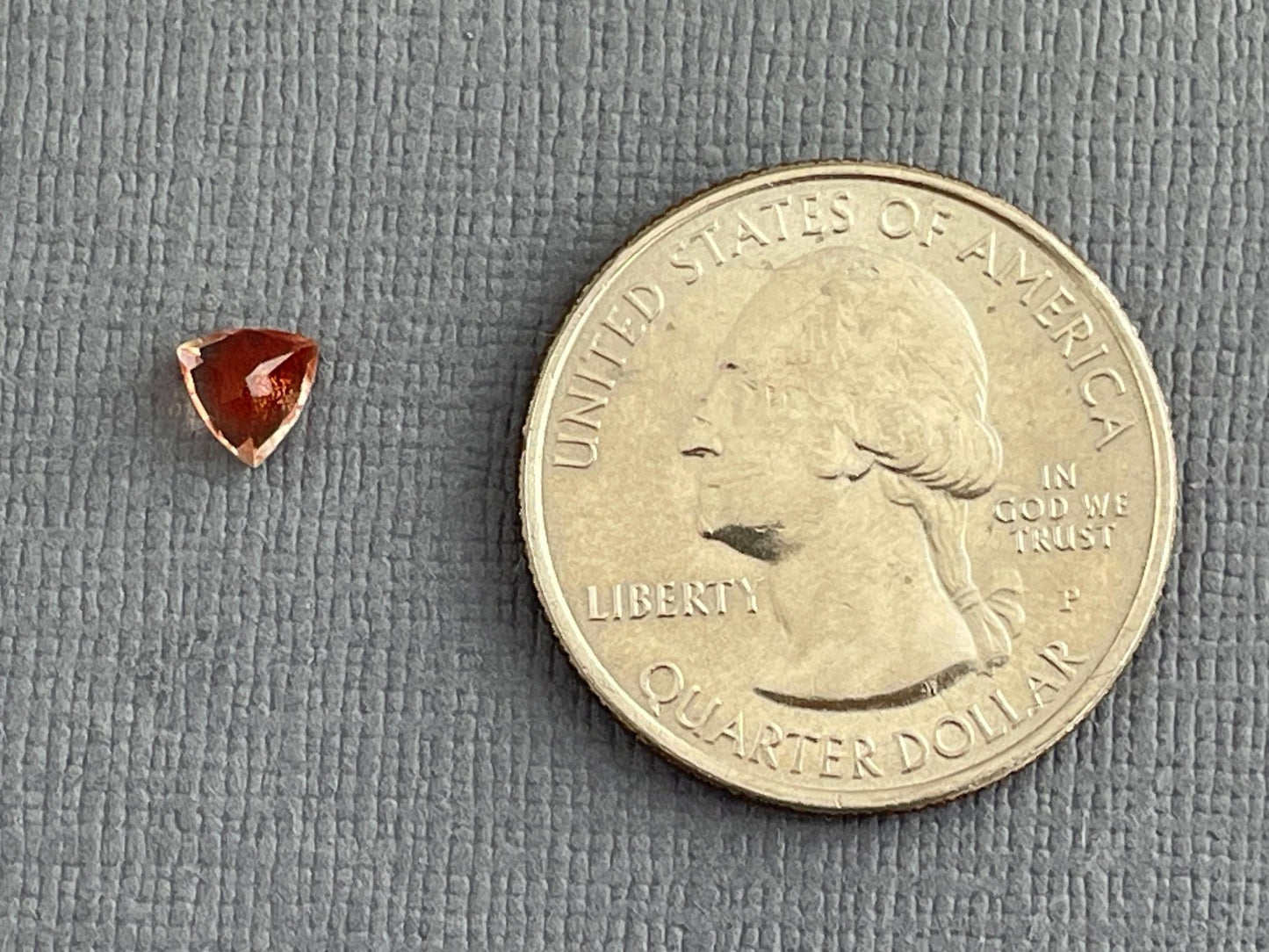 5mm Red Oregon Sunstone Trillion Gemstone with Schiller | .45 carats | OSF208 - Oregon Sunstone - Gem Enthusiast