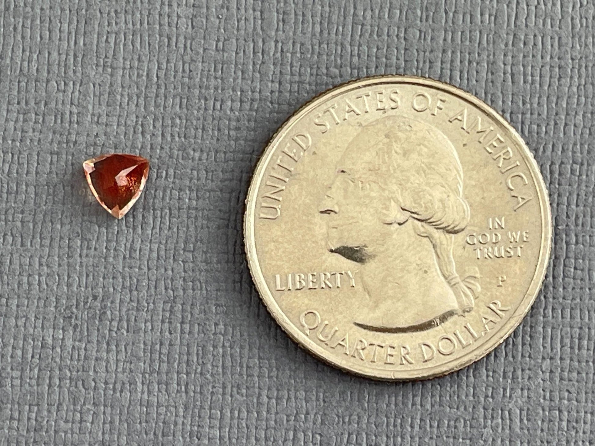 5mm Red Oregon Sunstone Trillion Gemstone with Schiller | .45 carats | OSF208 - Oregon Sunstone - Gem Enthusiast