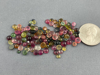 60 carats Tourmaline Round Cabochons | Small, 3mm - 6mm | Mixed Colors - Gem Enthusiast