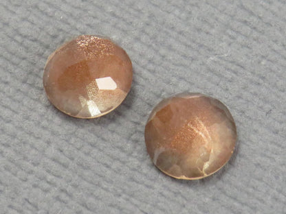 6mm Oregon Sunstone Rose Cut Round Pair | 1.38ct | Sun Crystal Mine, Oregon USA | OSR147 - Gem Enthusiast