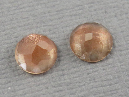 6mm Oregon Sunstone Rose Cut Round Pair | 1.38ct | Sun Crystal Mine, Oregon USA | OSR147 - Gem Enthusiast