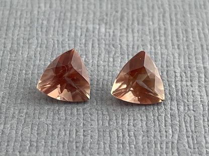 6mm Oregon Sunstone Trillion Gemstone Pair with Schiller | 1.3 carats | OSF174 - Oregon Sunstone - Gem Enthusiast