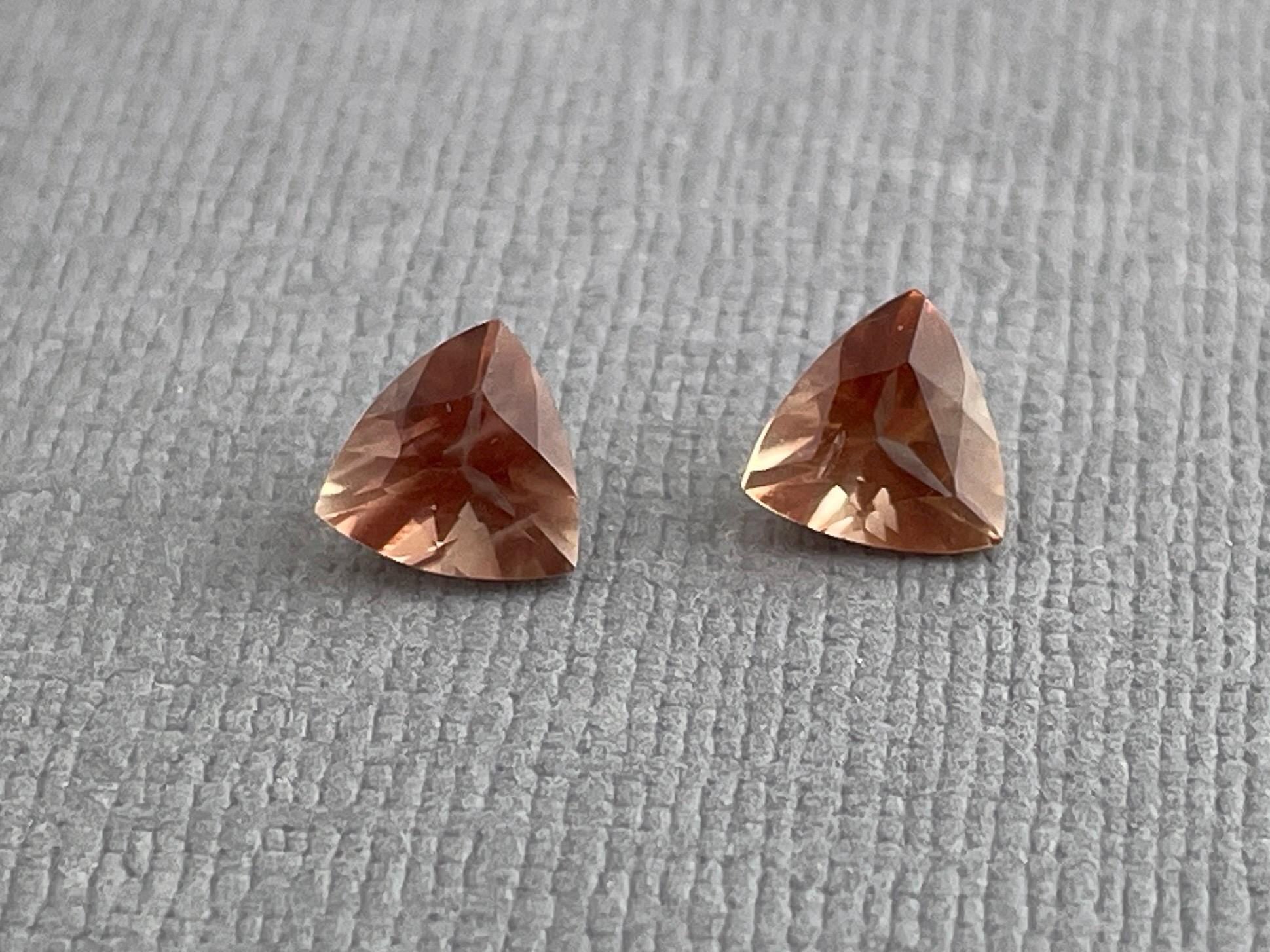 6mm Oregon Sunstone Trillion Gemstone Pair with Schiller | 1.3 carats | OSF174 - Oregon Sunstone - Gem Enthusiast