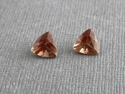 6mm Oregon Sunstone Trillion Gemstone Pair with Schiller | 1.3 carats | OSF174 - Oregon Sunstone - Gem Enthusiast