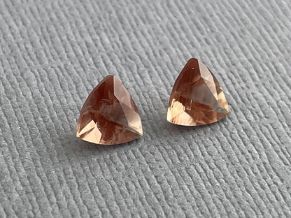 6mm Oregon Sunstone Trillion Gemstone Pair with Schiller | 1.3 carats | OSF174 - Oregon Sunstone - Gem Enthusiast