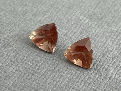 6mm Oregon Sunstone Trillion Gemstone Pair with Schiller | 1.3 carats | OSF174 - Oregon Sunstone - Gem Enthusiast