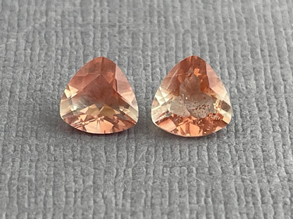 6mm Oregon Sunstone Trillion Gemstone Pair with Schiller | 1.43 carats | OSF175 - Oregon Sunstone - Gem Enthusiast