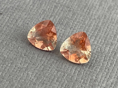 6mm Oregon Sunstone Trillion Gemstone Pair with Schiller | 1.43 carats | OSF175 - Oregon Sunstone - Gem Enthusiast