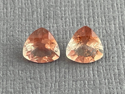 6mm Oregon Sunstone Trillion Gemstone Pair with Schiller | 1.43 carats | OSF175 - Oregon Sunstone - Gem Enthusiast
