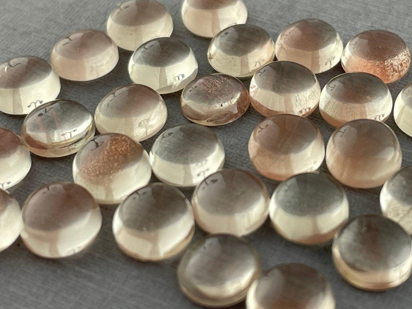 6mm Oregon Sunstones Round Cabochons | Medium, Light, or Champaign - Gem Enthusiast