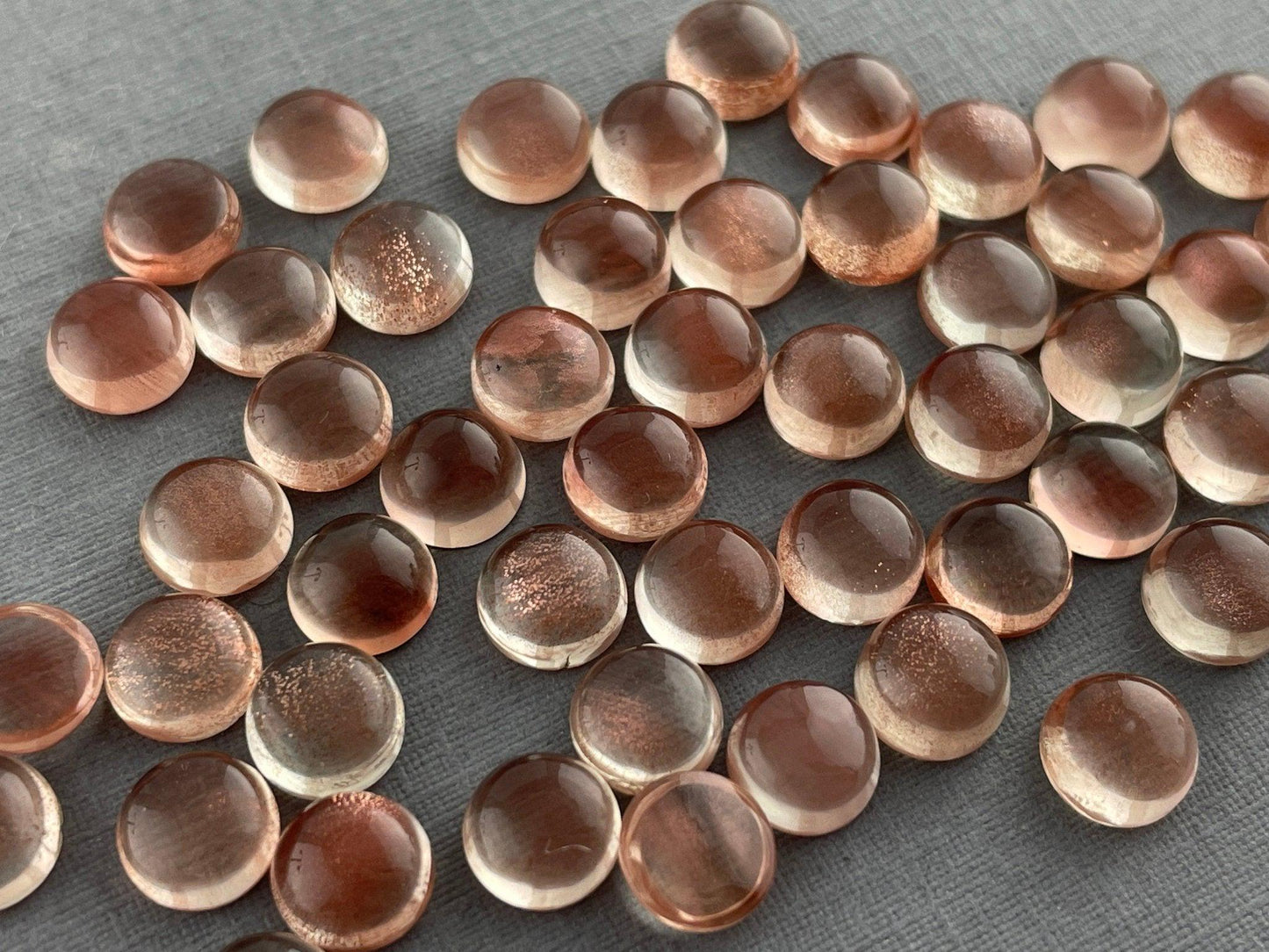 6mm Oregon Sunstones Round Cabochons | Medium, Light, or Champaign - Gem Enthusiast