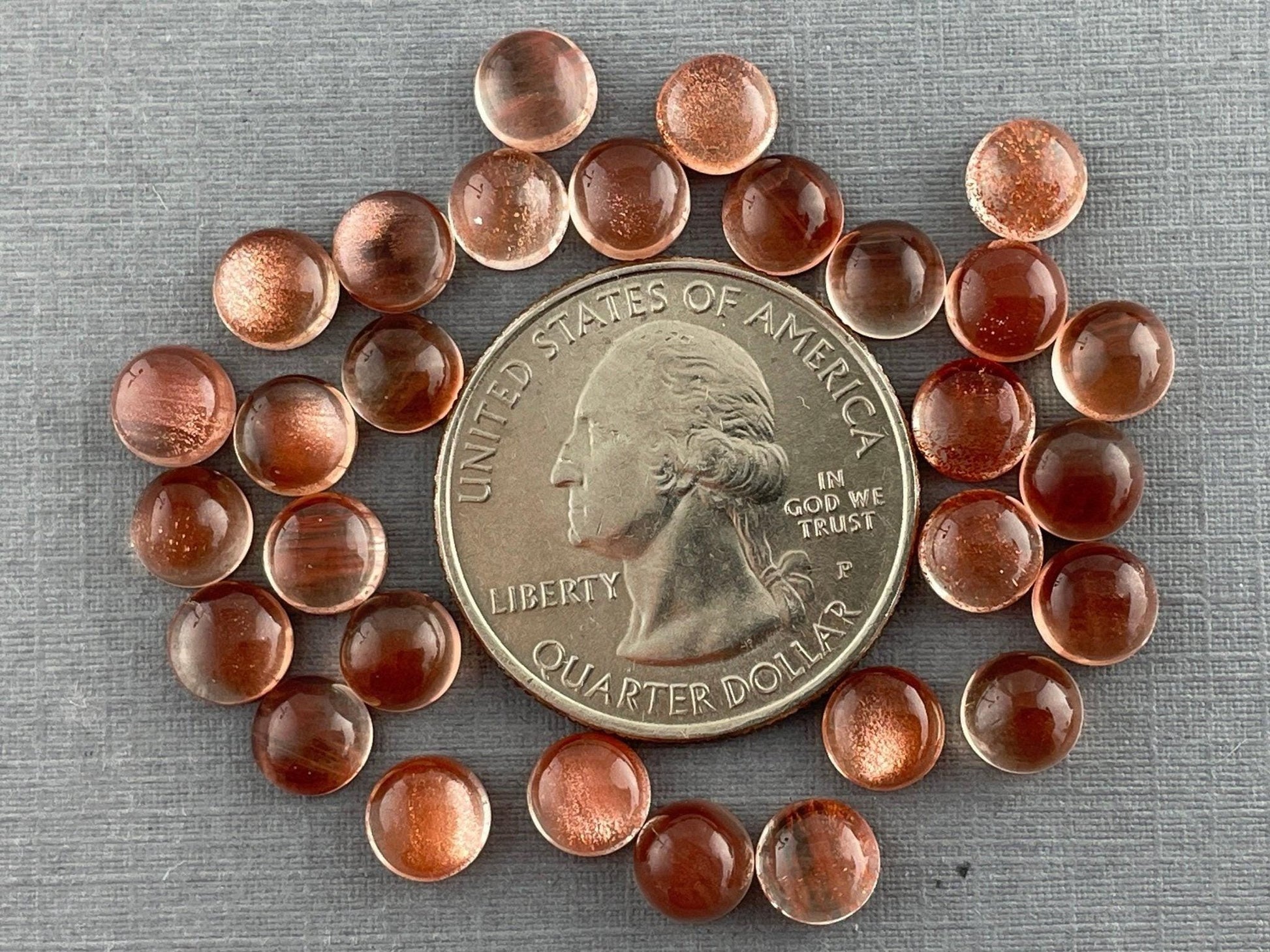 6mm Oregon Sunstones Round Cabochons | Medium, Light, or Champaign - Gem Enthusiast