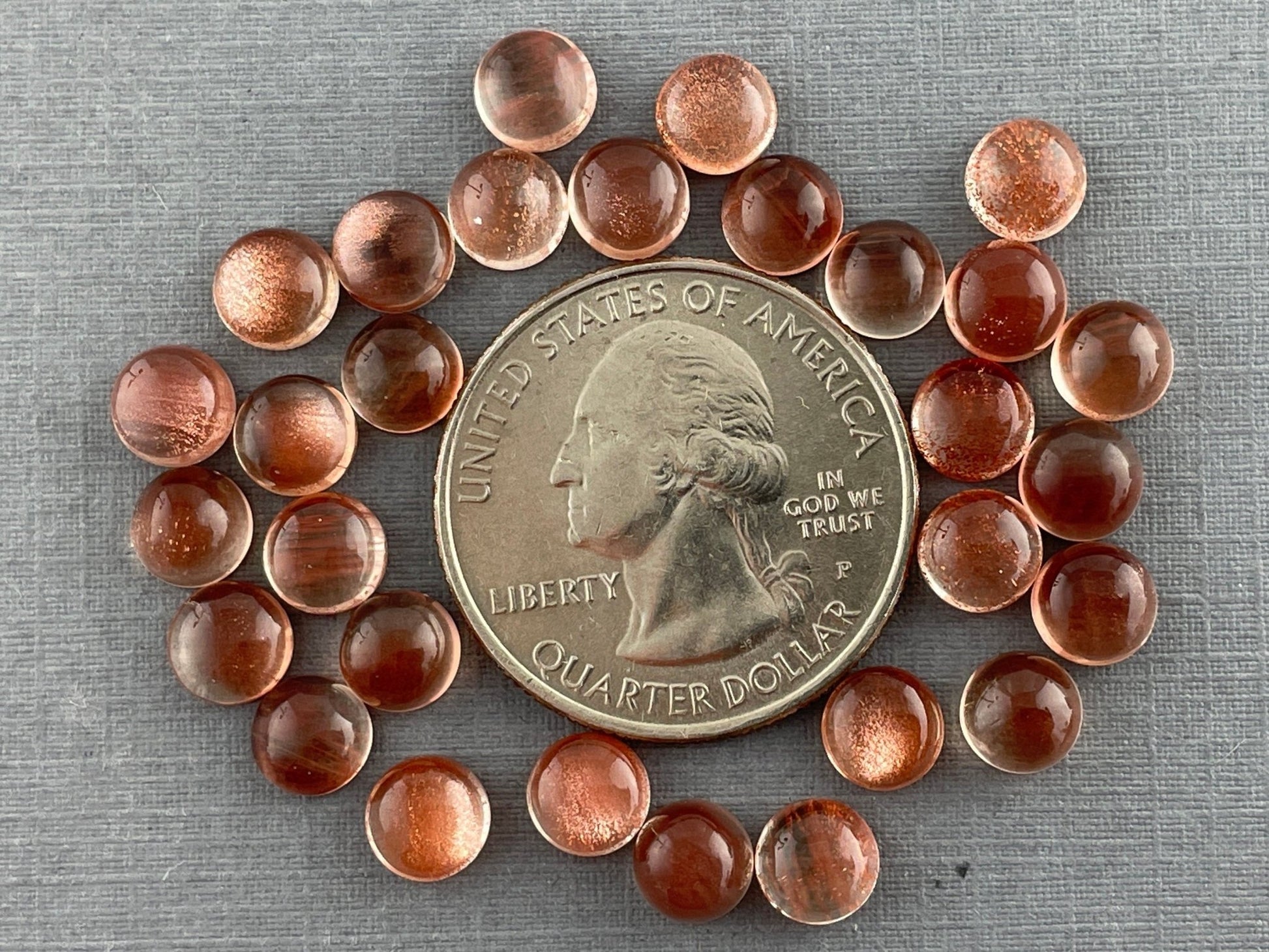 6mm Oregon Sunstones Round Cabochons | Medium, Light, or Champaign - Gem Enthusiast