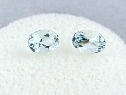 6x4 Aquamarine Pair Faceted Oval Natural Gemstone | AQ202 - Gem Enthusiast
