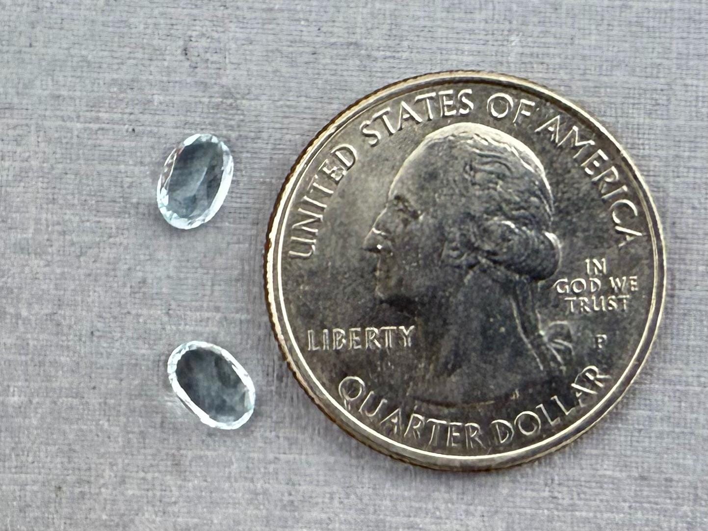 6x4 Aquamarine Pair Faceted Oval Natural Gemstone | AQ202 - Gem Enthusiast