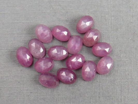 6x4 Ruby with Sheen Lot | Oval Rose Cut Cabochons | 15 Gemstones | RUS250 - Gem Enthusiast