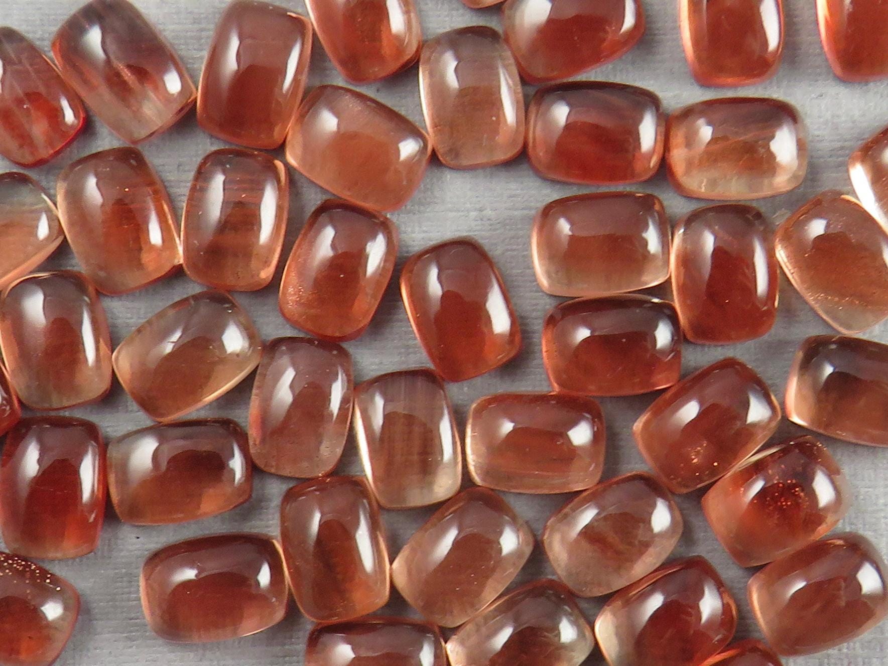 7.2 x 5.2 Oregon Sunstones Rectangle Cabochon in Red Color - Gem Enthusiast