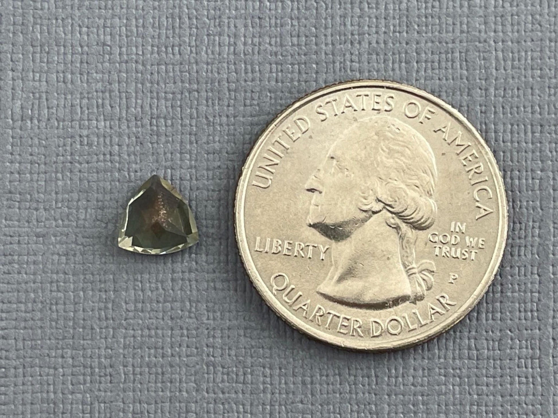 7mm Green Oregon Sunstone Trillion Faceted Gemstone | 1.1 carats | OSF160 - Oregon Sunstone - Gem Enthusiast