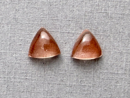 7mm Oregon Sunstone Pair | with Schiller | Triangle Cabochon | OSC325 - Gem Enthusiast